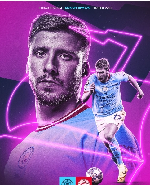 主场迎战拜仁 曼城官方发布欧冠海报