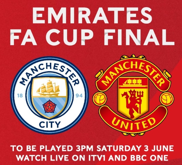 足总杯决赛曼城 vs 曼联将于北京时间 6 月 3 日 22:00 进行