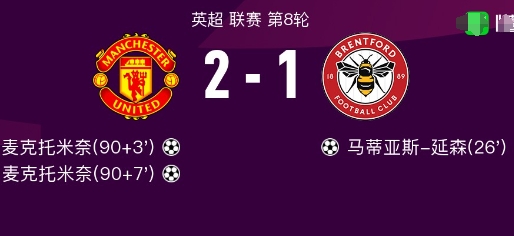 曼联vs布伦特福德球员评分：小麦8.9分，阿伦-希基6.3分