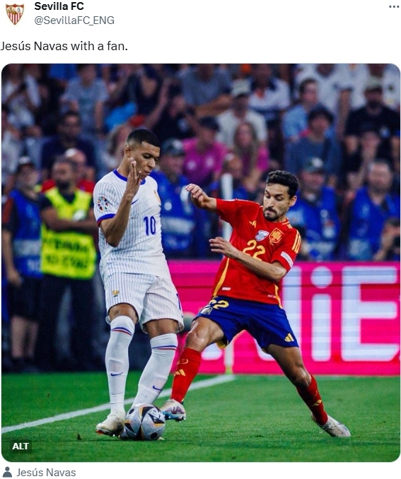  纳瓦斯，塞维利亚老将，西班牙欧洲杯决赛关键力量