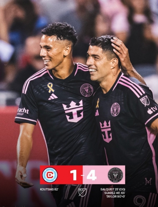 苏亚雷斯闪耀，迈阿密国际大胜芝加哥火焰