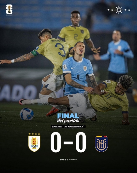 进攻乏力！乌拉圭主场憾平厄瓜多尔