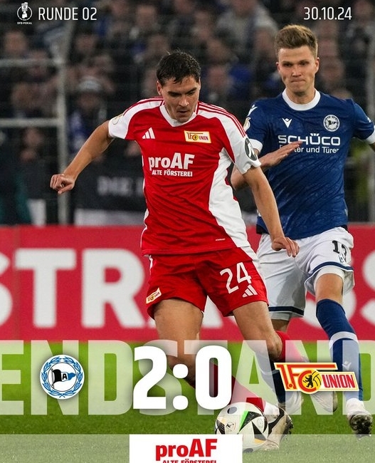 德国杯大冷门：柏林联合同情爆冷 0 - 2 不敌比勒费尔德