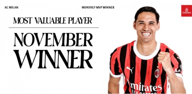 赖因德斯闪耀 11 月：米兰最佳实至名归