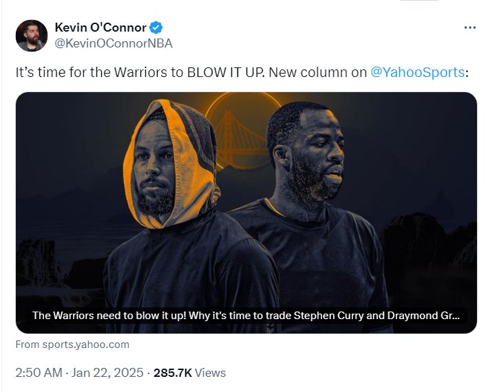 勇士重建方案引热议：4换12大交易送库里入休城？