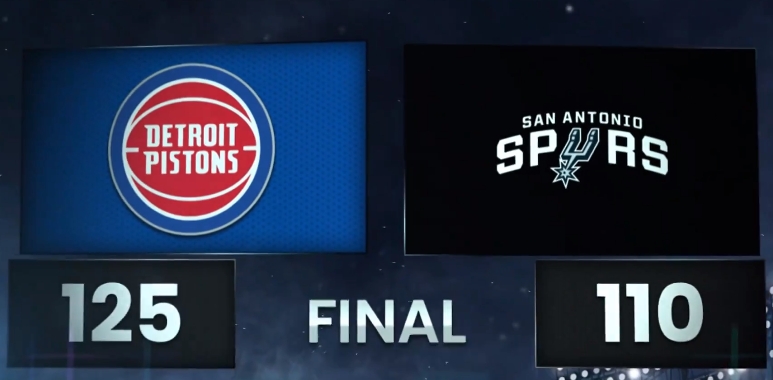 活塞强势第三节 客场轻取马刺五连胜