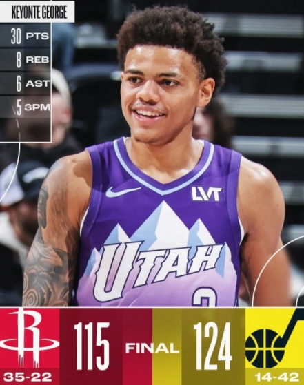 乔治闪耀 爵士主场击退火箭