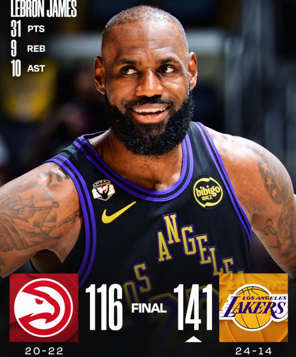 双核引领进攻狂潮 湖人主场大胜老鹰止颓