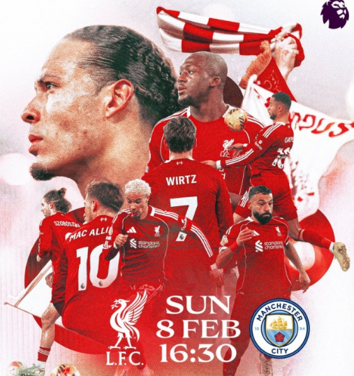 利物浦主场迎战曼城，海报彰显战意