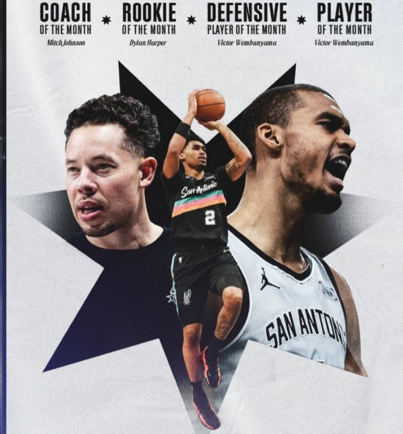 横扫！马刺包揽西部月最佳全部荣誉——这不是偶然，这是宣言！