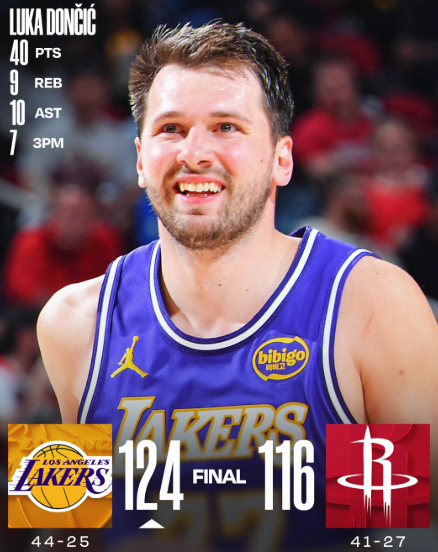 双核发力湖人豪取七连胜 双杀火箭稳坐西部第三